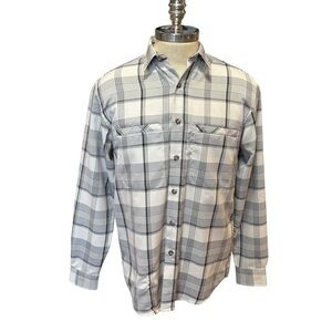 Tilley Men's Travel Shirt Gray Plaid Button-Down Shirt Wrinkle Free Sz. M